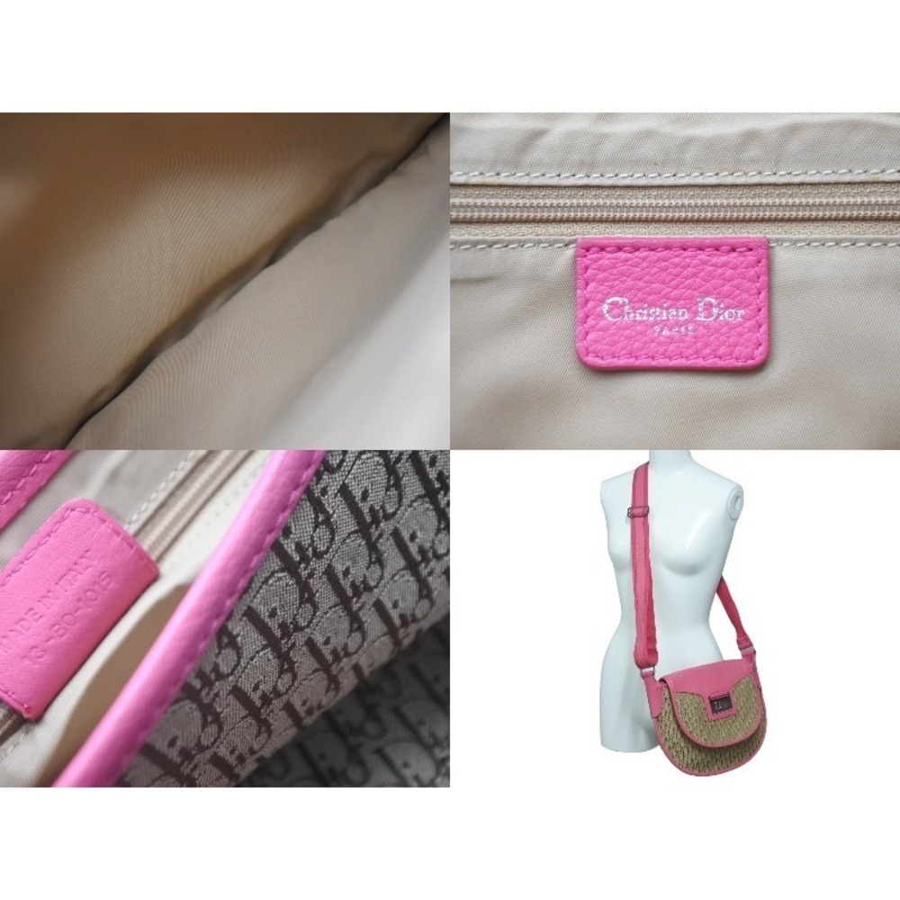 Christian Dior Trotter Shoulder Bag Canvas Leather Pink Brown - Picture 10 of 10